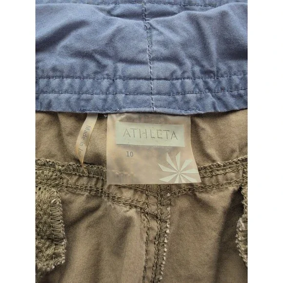 Athleta Cargo Hiking Jogger Pants Army Green Zip Pockets Size 10 Tactical Style - Picture 10 of 13